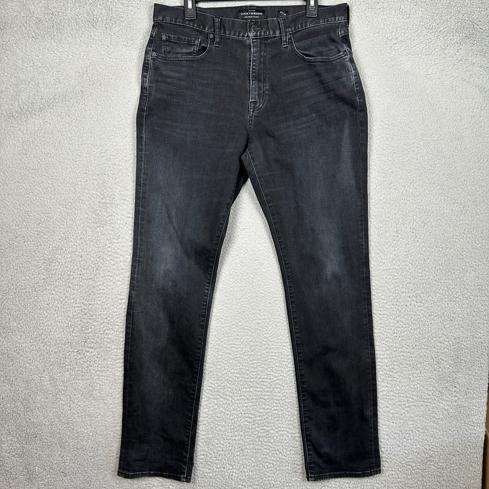 Lucky Brand Jeans Mens 33X34 410 Athletic Slim Black Tapered Stretch Denim Pants